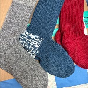 Cozy Wool Blend Socks - Gray, Blue, and Red